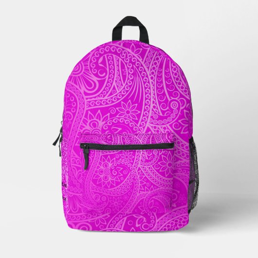Aangepaste Paisley Magenta Kleurrijk Patroon Esthe Bedrukte Rugzak (Voorkant)