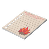 Aangepaste pakketlijst campusvuur zomer camp notitieblok (Linkerzijde)