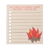 Aangepaste pakketlijst campusvuur zomer camp notitieblok (Voorkant)