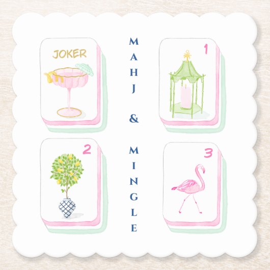 Aangepaste Palm Beach Mahjong Kartonnen Onderzetters (Voorkant)