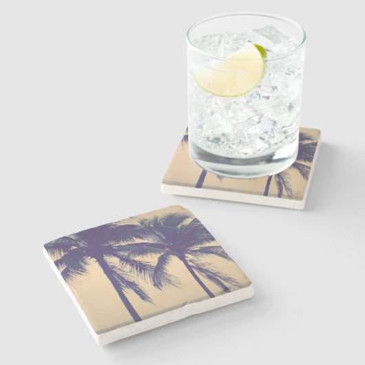 Aangepaste  palm strand oceaan foto print cadeau stenen onderzetter (Zijkant)