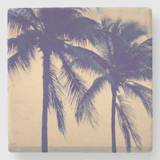 Aangepaste  palm strand oceaan foto print cadeau stenen onderzetter (Voorkant)