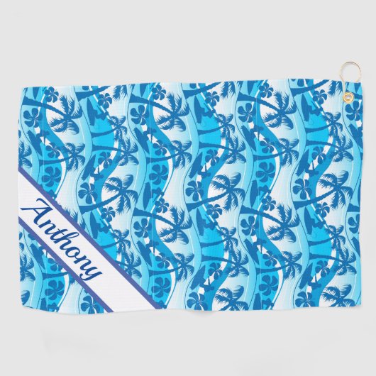 Aangepaste palmbomen en -surfers golfhanddoek (Horizontaal)