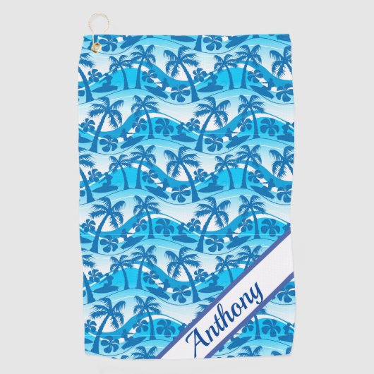 Aangepaste palmbomen en -surfers golfhanddoek (Voorkant)