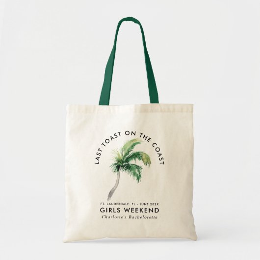 Aangepaste Palmboom Strand Meisjes Weekend vrijgez Tote Bag (Voorkant)