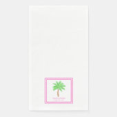 Aangepaste palmboom trouw / namen datum roze rand servet (Voorkant)