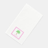 Aangepaste palmboom trouw / namen datum roze rand servet (Hoek)