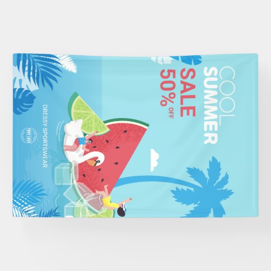 aangepaste PalmTree Einde van het seizoen Sale Zak Spandoek (Horizontaal)