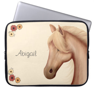 Aangepaste  Palomino-Pony in Flowers Horse Laptop Sleeve