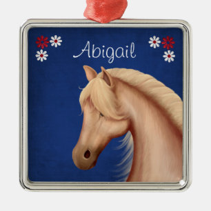 Aangepaste  Palomino-Pony in Flowers Horse Metalen Ornament