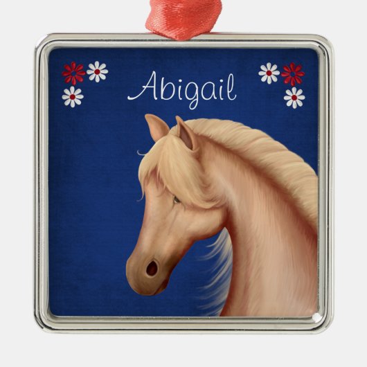 Aangepaste  Palomino-Pony in Flowers Horse Metalen Ornament (Voorkant)