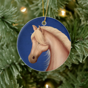 Aangepaste Palomino-Pony Red White Blue Horse Keramisch Ornament