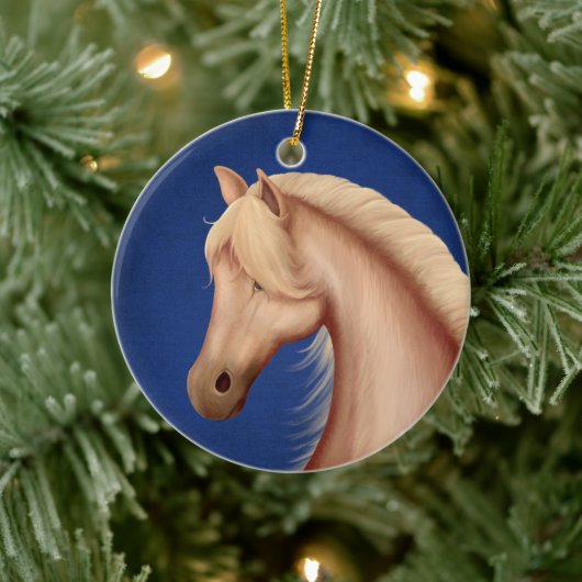 Aangepaste Palomino-Pony Red White Blue Horse Keramisch Ornament (Boom)
