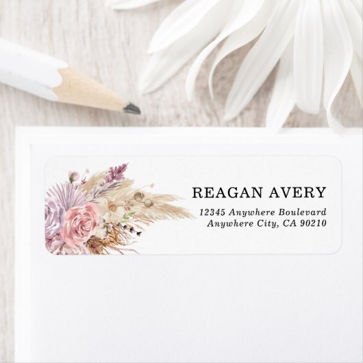 Aangepaste Pampas Grass Floral Wedding Etiket (Insitu)