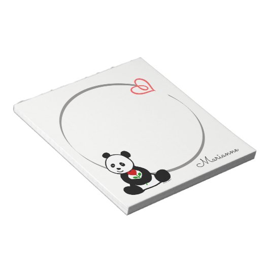 Aangepaste Panda Beer Tiny Heart Note Pad Notitieblok (Schuin)