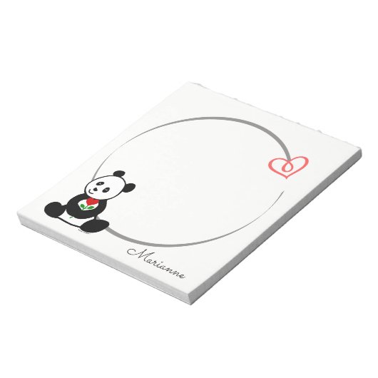Aangepaste Panda Beer Tiny Heart Note Pad Notitieblok (Linkerzijde)