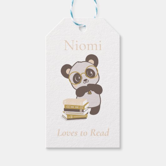 Aangepaste Panda Bladwijzer Naam Gift Label Pagina Cadeaulabel (Voorkant)