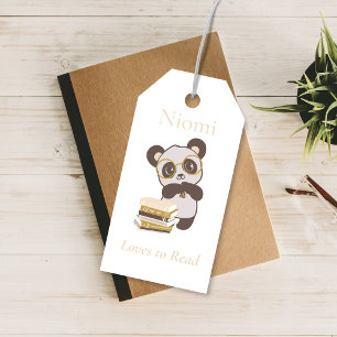 Aangepaste Panda Bladwijzer Naam Gift Label Pagina Cadeaulabel