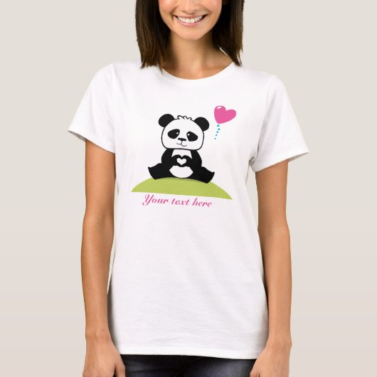 Aangepaste Pandas-handen die liefde tonen T-shirt (Voorkant)