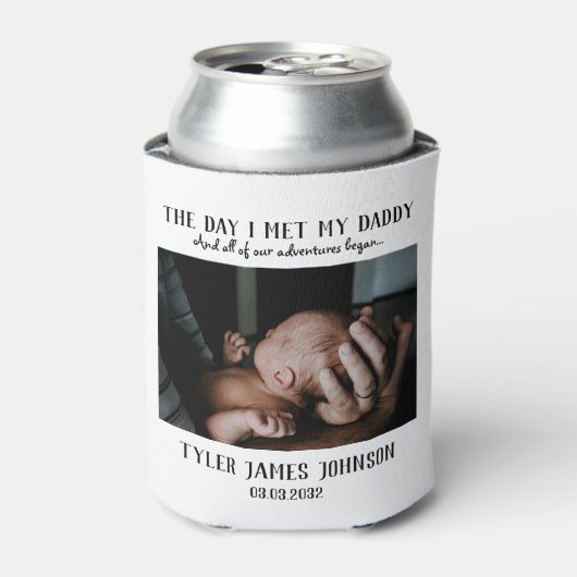 Aangepaste papa foto eerste Vaderdag Blikjeskoeler (Blikje Voorkant)