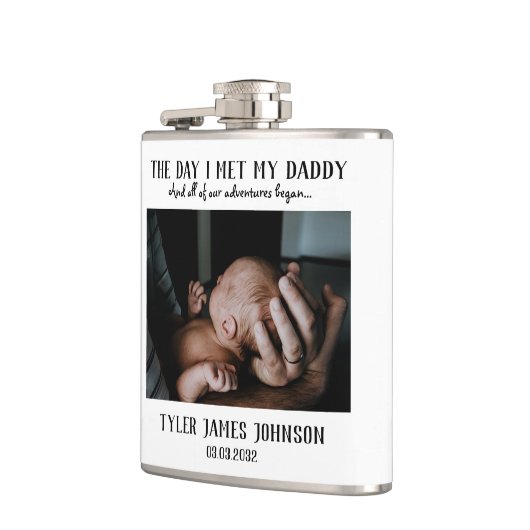 Aangepaste papa foto eerste Vaderdag Heupfles (Links)