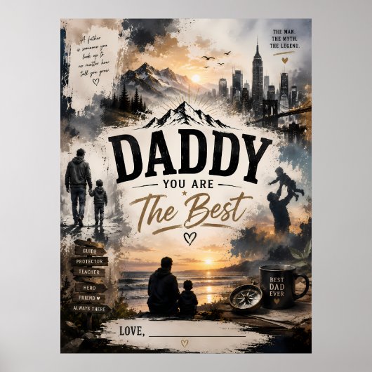 Aangepaste Papa Je Bent De Beste Poster (Voorkant)