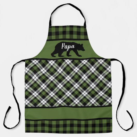 Aangepaste Papa Mama Beer Green Black Buffalo Cont Schort (Voorkant)