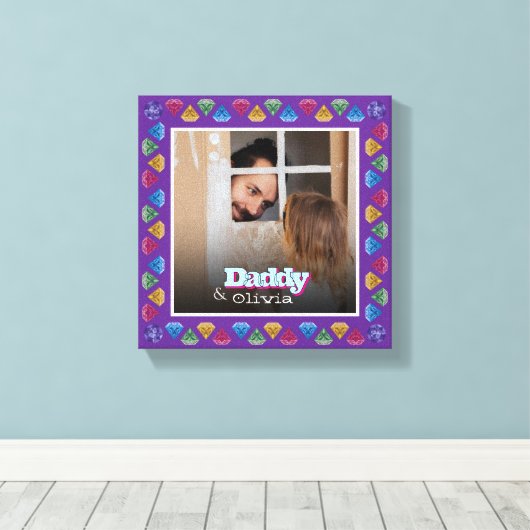 Aangepaste Papa & Me Fotoherinnering – gepersonali Canvas Afdruk (Insitu (Houten vloer))