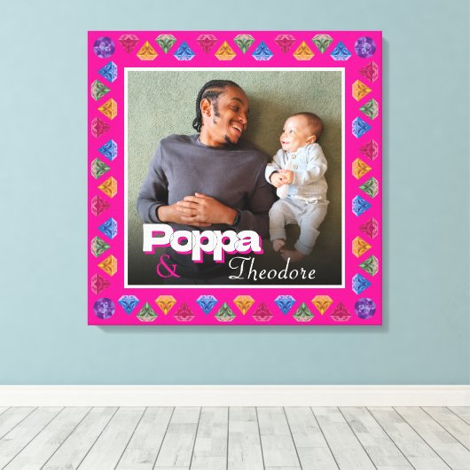 Aangepaste Papa & Me Fotoherinnering – gepersonali Canvas Afdruk (Insitu (Houten vloer))