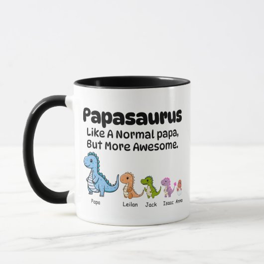 Aangepaste Papa Mok, Papasaurus Dinosaur 4 Kinder Mok (Links)