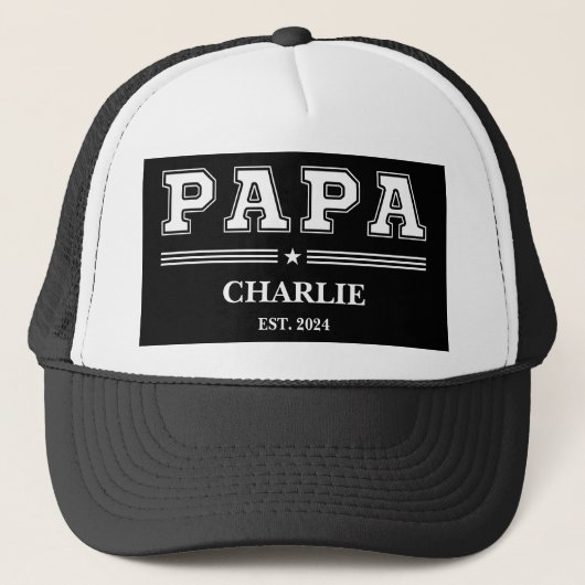 Aangepaste Papa Naam Vaderdag Persoonlijk Cadeau Trucker Pet (Voorkant)