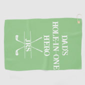 Aangepaste papa's Hole-in-One Hero Initialen Green Golfhanddoek (Horizontaal)