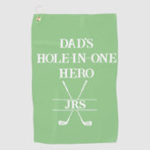 Aangepaste papa's Hole-in-One Hero Initialen Green Golfhanddoek (Voorkant)