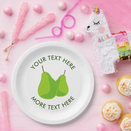 Aangepaste papier partij bord met groene peer prin (Feest)