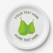Aangepaste papier partij bord met groene peer prin (Voorkant)