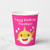 Aangepaste papierbekertjes voor haaien Roze Oceaan Papieren Bekers (Achterkant)