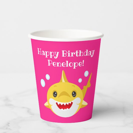 Aangepaste papierbekertjes voor haaien Roze Oceaan Papieren Bekers (Voorkant)