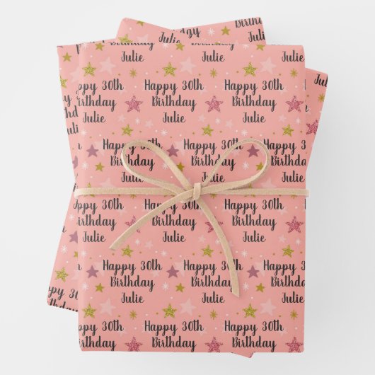 Aangepaste papierbladen op naam en ouderdom inpakpapier vel (In situ)