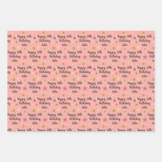 Aangepaste papierbladen op naam en ouderdom inpakpapier vel (Voorkant)