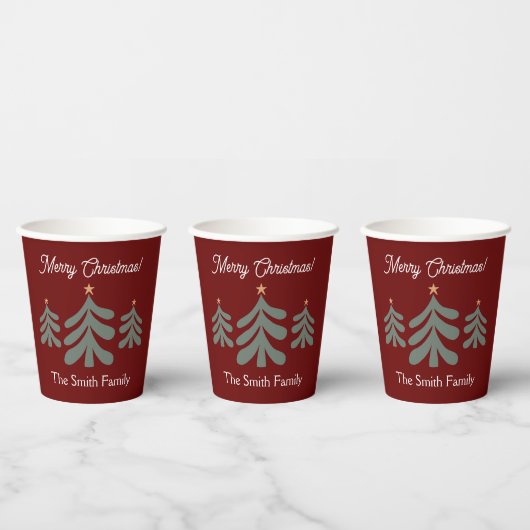 Aangepaste papieren bekers met kerstboom ontwerp (Multi)