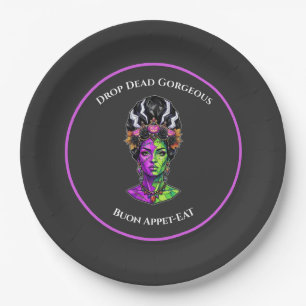 Aangepaste papieren borden Neon Halloween Bruid Mo Bordje