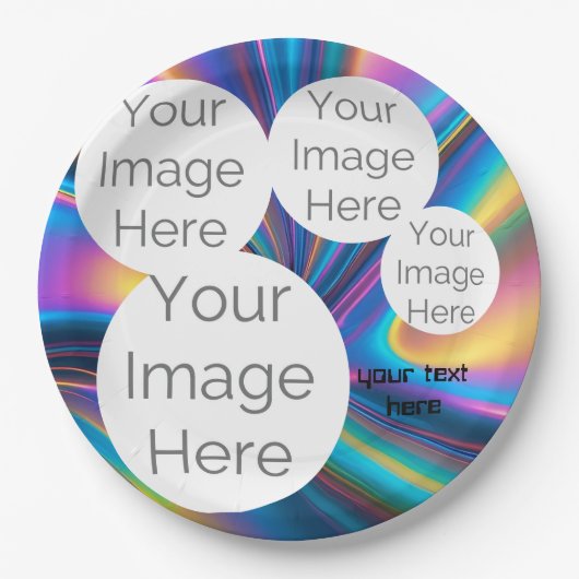 Aangepaste papieren foto tekst sjabloon regenboog papieren bordje (Voorkant)