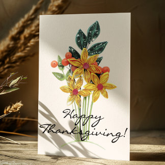 Aangepaste papieren Quilled Boeket, Prettig Thanks Feestdagen Kaart