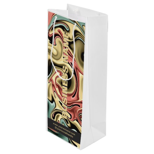 Aangepaste papieren wijnzak voor bedrijf met bedri wijn cadeautas (Voorkant Gekanteld)