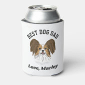 Aangepaste Papillon Puppy Dog Papa Aangepaste naam Blikjeskoeler (Blikje Achterkant)