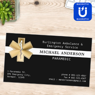 Aangepaste Paramedic EMS EMT Ambulance Gold Logo Magnetisch Visitekaartje