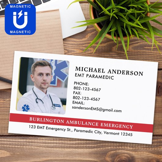 Aangepaste paramedicus EMS EMT Emergency Medical P Magnetisch Visitekaartje