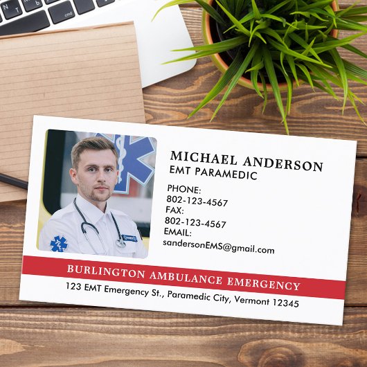Aangepaste paramedicus EMS EMT Emergency Medical P Visitekaartje
