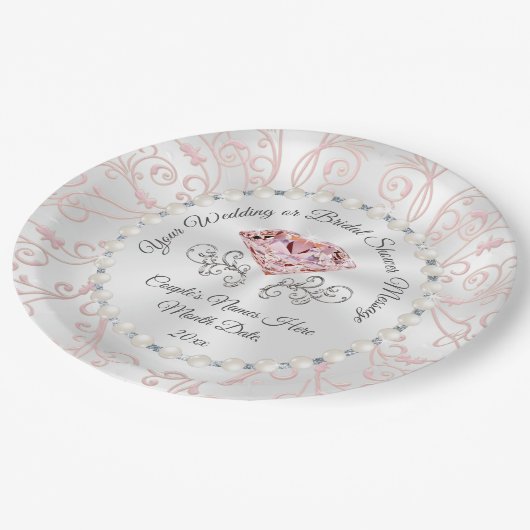 Aangepaste Parels en Blush Pink Diamond Paper Bord (Gekanteld)