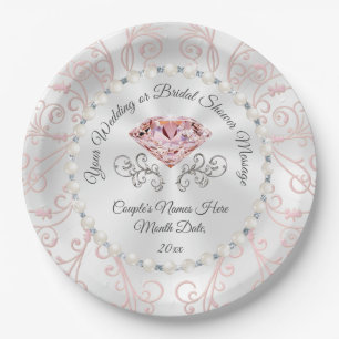 Aangepaste Parels en Blush Pink Diamond Paper Bord